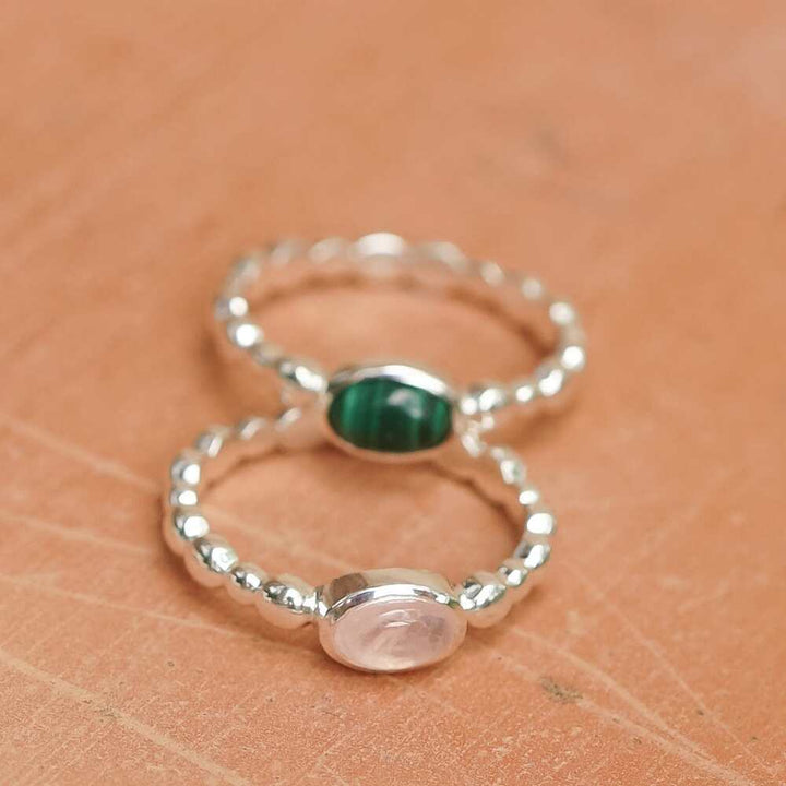 Daisy London Sterling Silver Healing Stone Bobble Ring