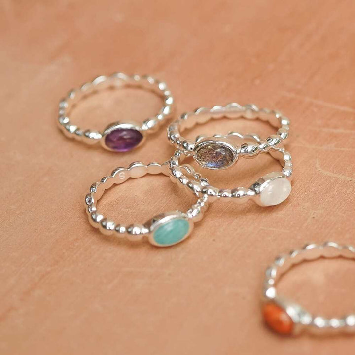 Daisy London Sterling Silver Healing Stone Bobble Ring