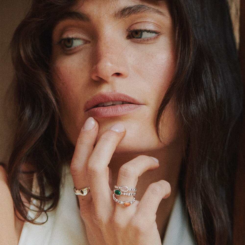 Daisy London Sterling Silver Healing Stone Bobble Ring