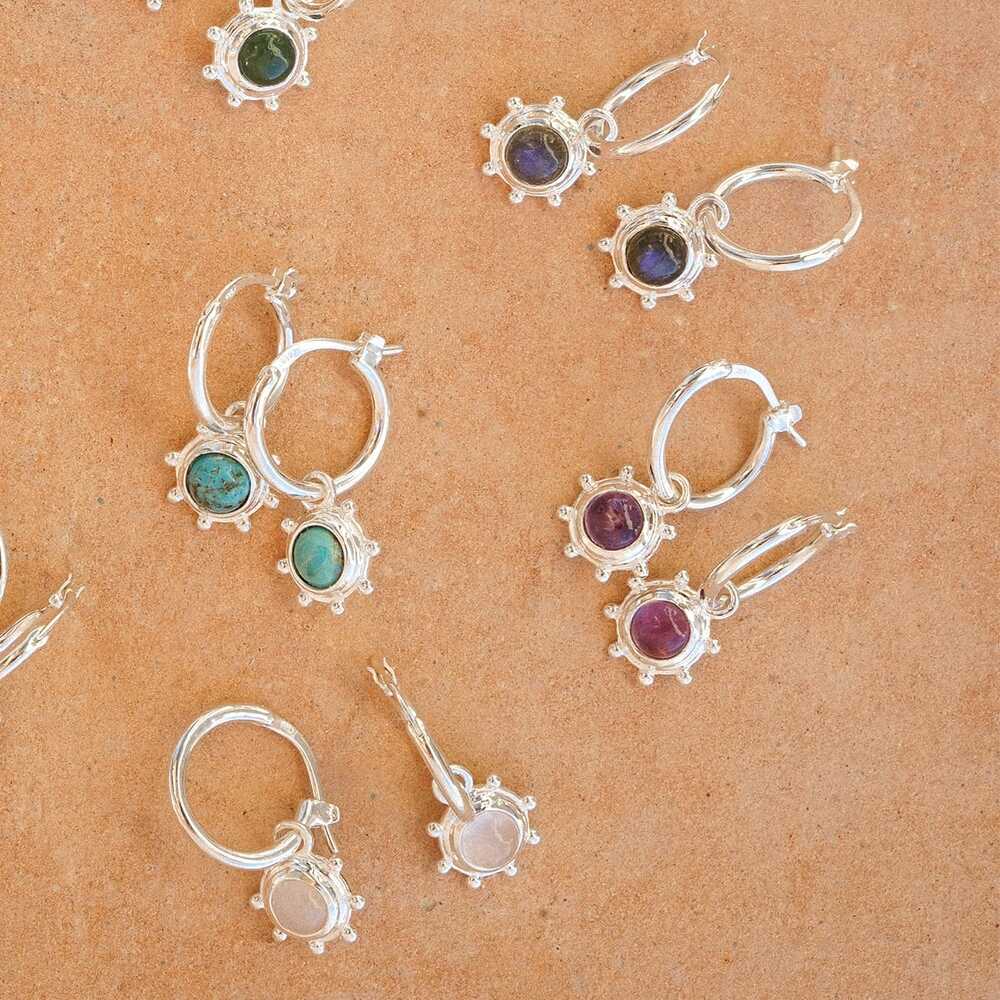 Daisy London Sterling Silver Healing Stone Charm Earrings Additional Image - 10