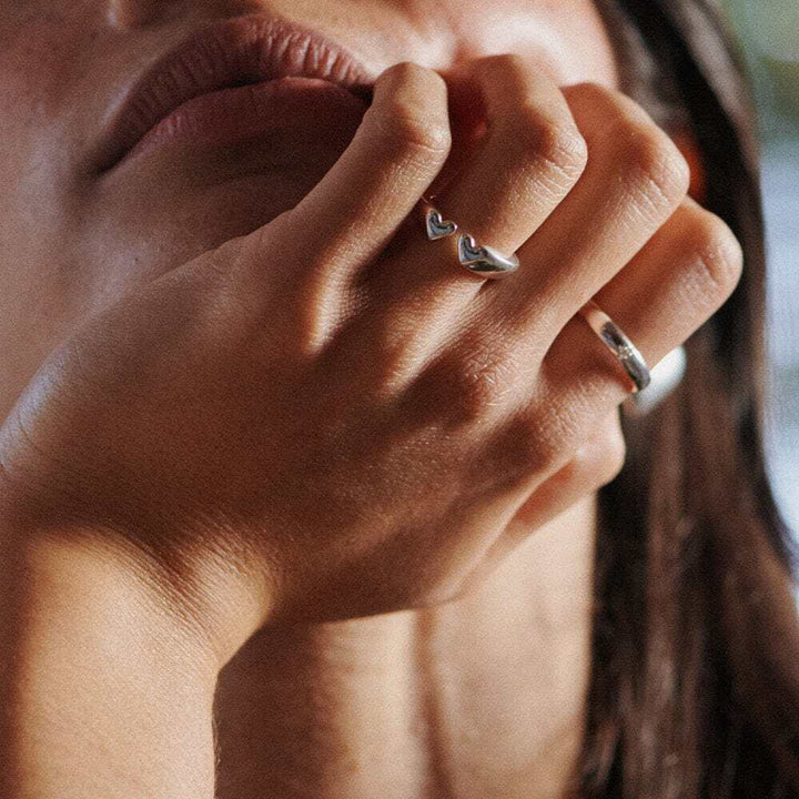 Daisy London Sterling Silver Heart Signet Ring Additional Image - 1