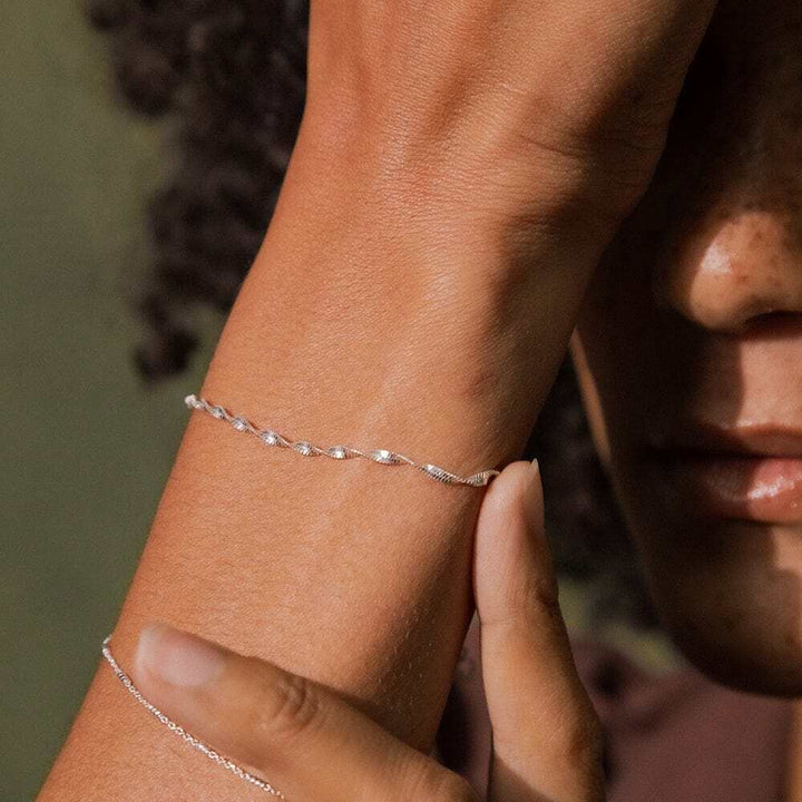 Daisy London Sterling Silver Helix Twisted Chain Bracelet Additional Image - 1