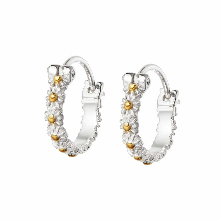 Daisy London Sterling Silver Iota Daisy Hoop Earrings