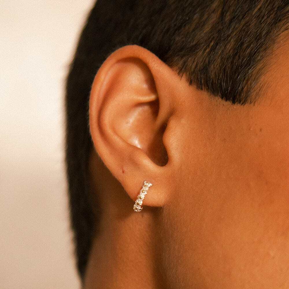 Daisy London Sterling Silver Iota Daisy Hoop Earrings Additional Image - 1