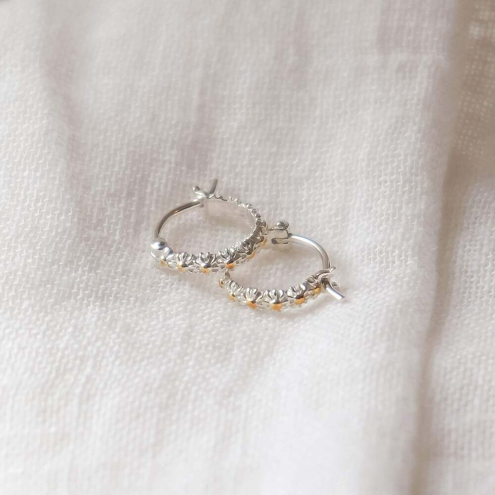 Daisy London Sterling Silver Iota Daisy Hoop Earrings Additional Image - 2