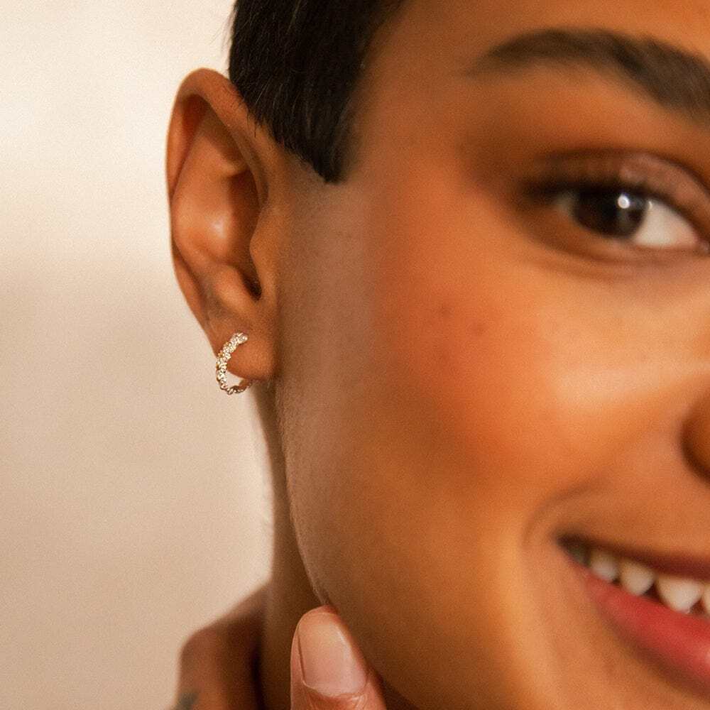 Daisy London Sterling Silver Iota Daisy Hoop Earrings Additional Image - 3