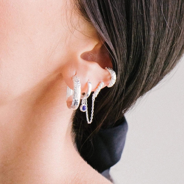 Daisy London Sterling Silver Lapis Healing Huggie Hoops - MococoDaisy LondonHE3004_SLV5056104108925Earrings