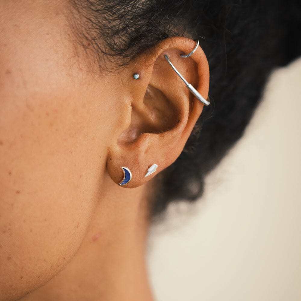Daisy London Sterling Silver Lightning Stud Earrings Additional Image - 1