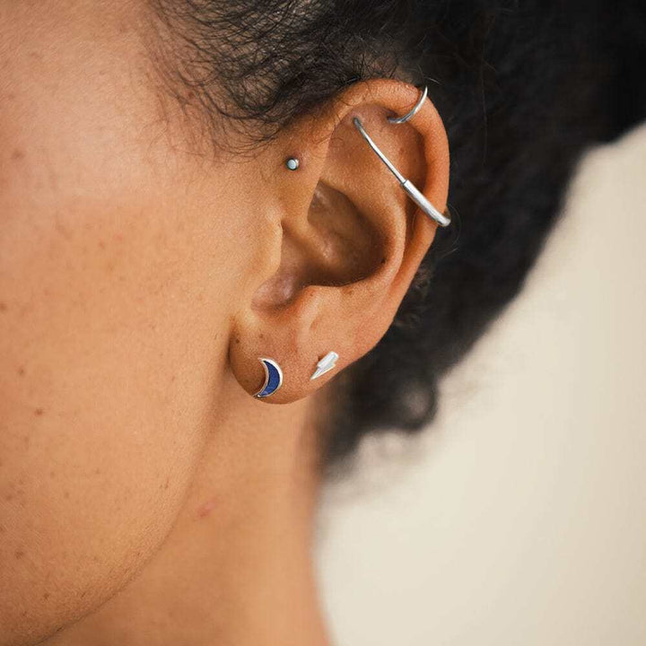 Daisy London Sterling Silver Lightning Stud Earrings Additional Image - 1