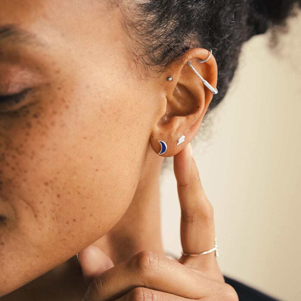 Daisy London Sterling Silver Lightning Stud Earrings Additional Image - 3