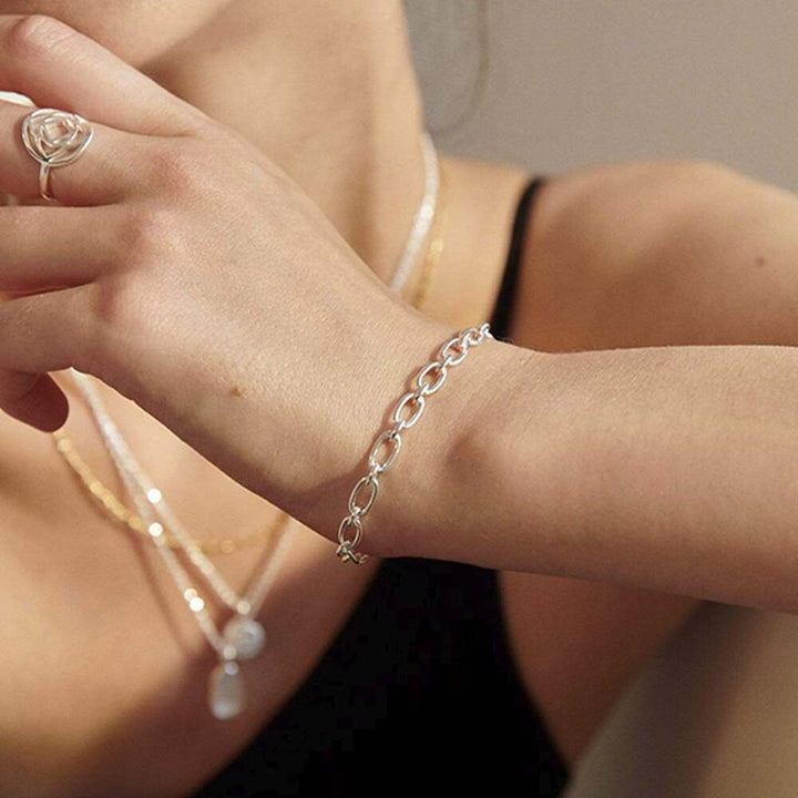 Daisy London Sterling Silver Linked Chain Bracelet Additional Image - 1
