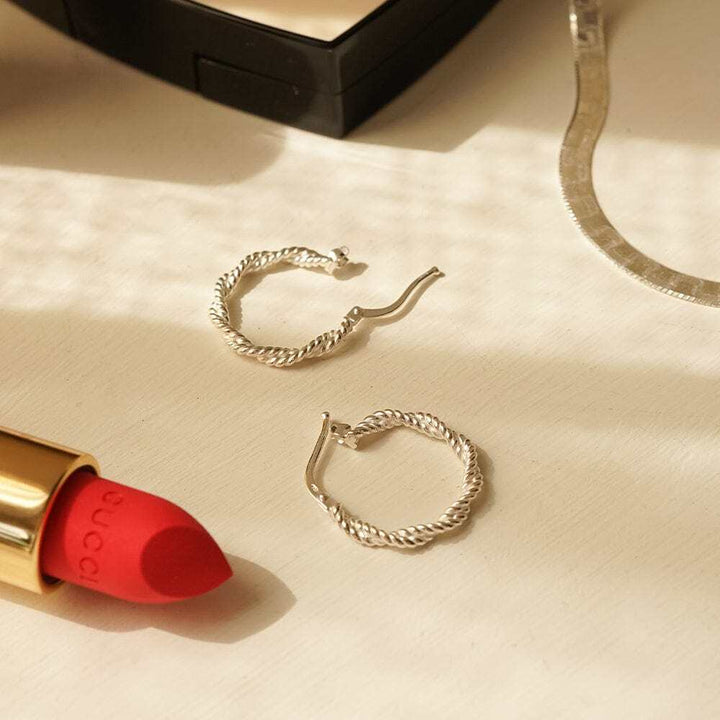 Daisy London Sterling Silver Midi Rope Twist Hoop Earrings Additional Image - 2