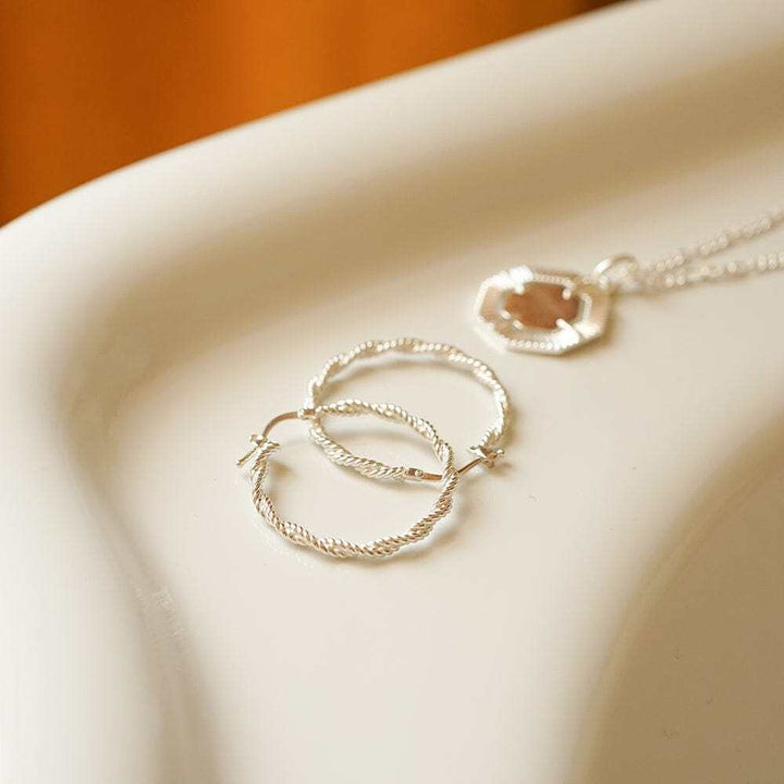 Daisy London Sterling Silver Midi Rope Twist Hoop Earrings Additional Image - 4