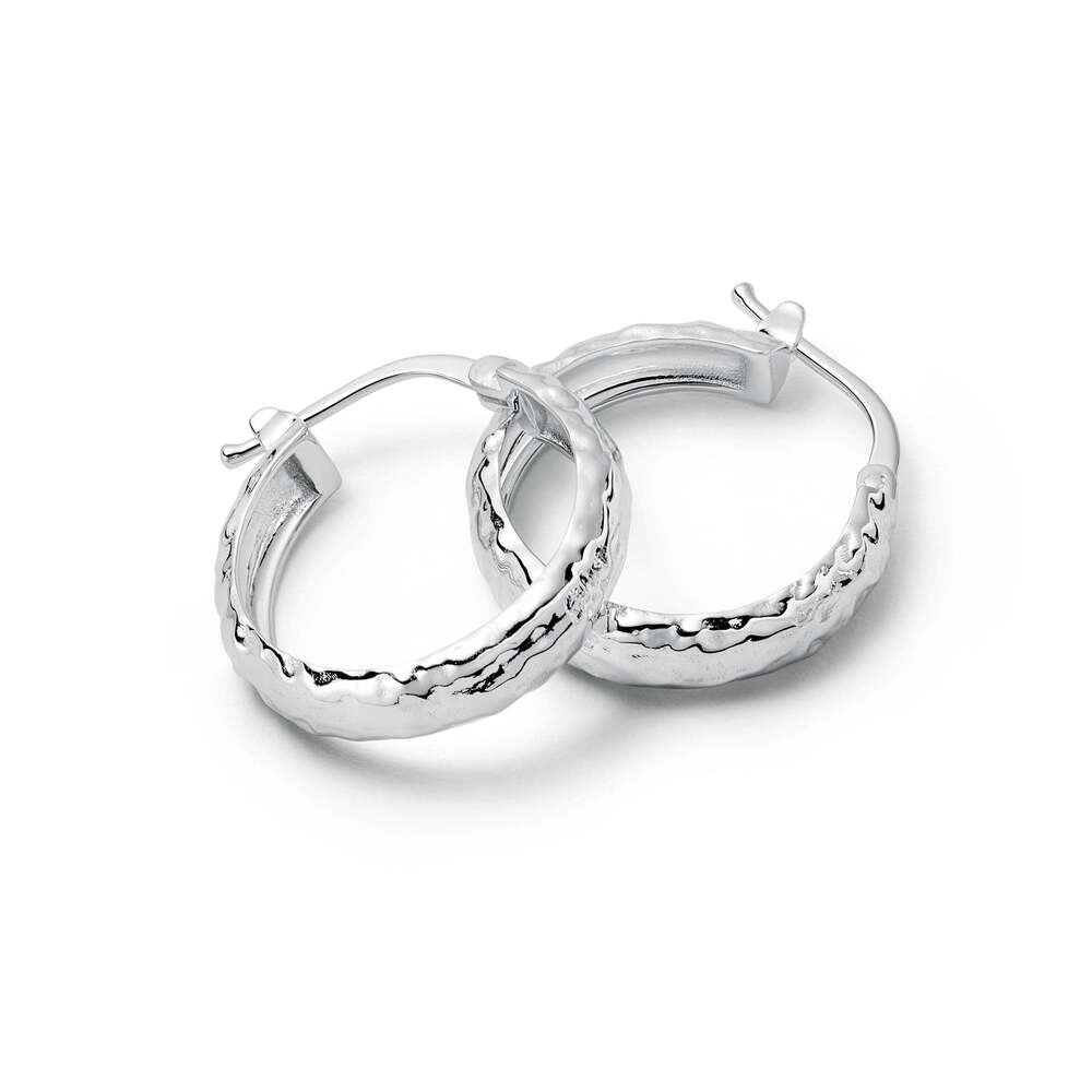 Daisy London Sterling Silver Midi Textured Hoop Earrings