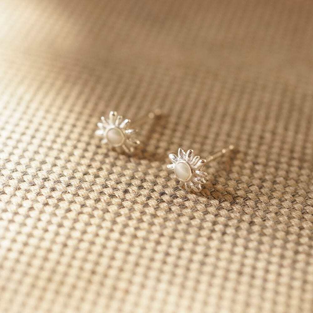 Daisy London Sterling Silver Daisy Mini Mother Of Pearl Stud Earrings Additional Image - 2