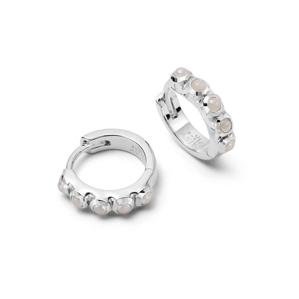 Daisy London Sterling Silver Mini Pearl Huggie Earrings