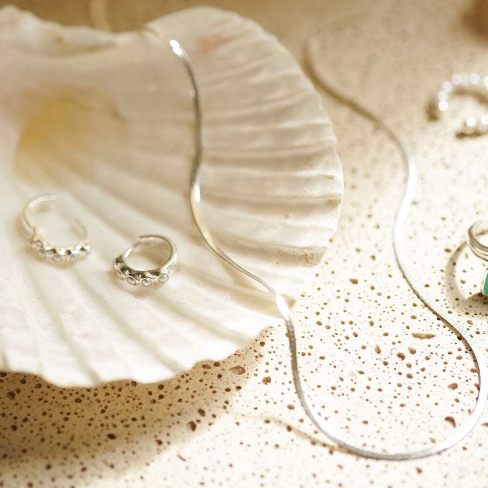 Daisy London Sterling Silver Mini Pearl Huggie Earrings Additional Image - 4