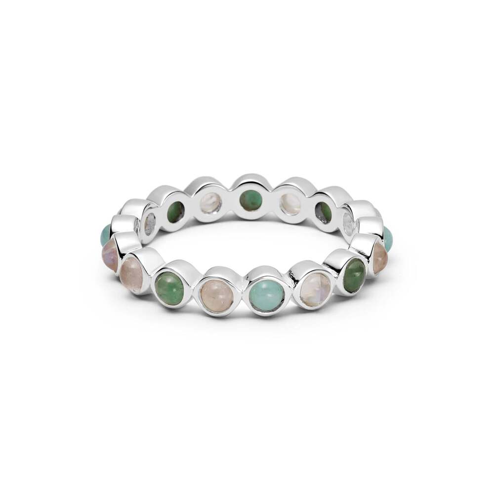 Daisy London Sterling Silver Mixed Gemstone Tennis Ring