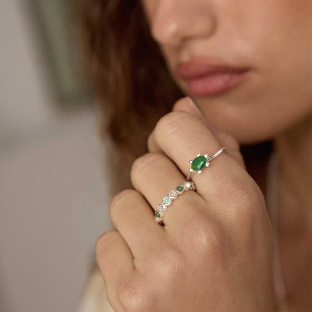 Daisy London Sterling Silver Mixed Gemstone Tennis Ring Additional Image - 1