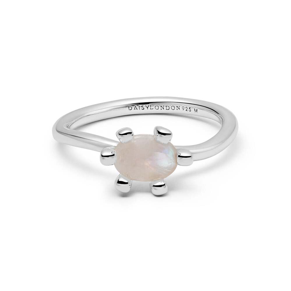 Daisy London Sterling Silver Moonstone Claw Ring