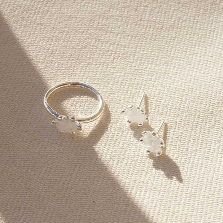 Daisy London Sterling Silver Moonstone Claw Ring Additional Image - 2