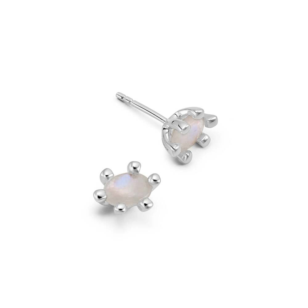 Daisy London Sterling Silver Moonstone Claw Stud Earrings