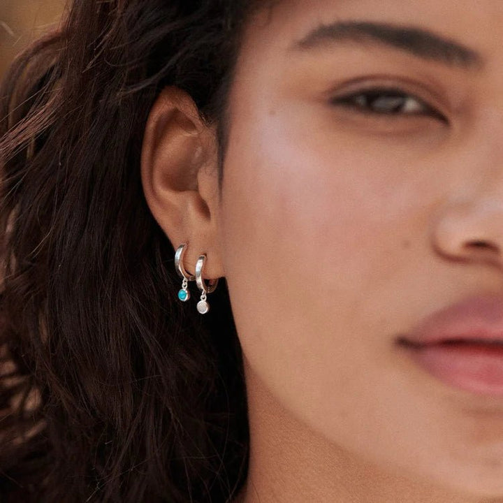Daisy London Sterling Silver Moonstone Healing Stones Huggie Earrings - MococoDaisy LondonHE3011_SLVEarrings