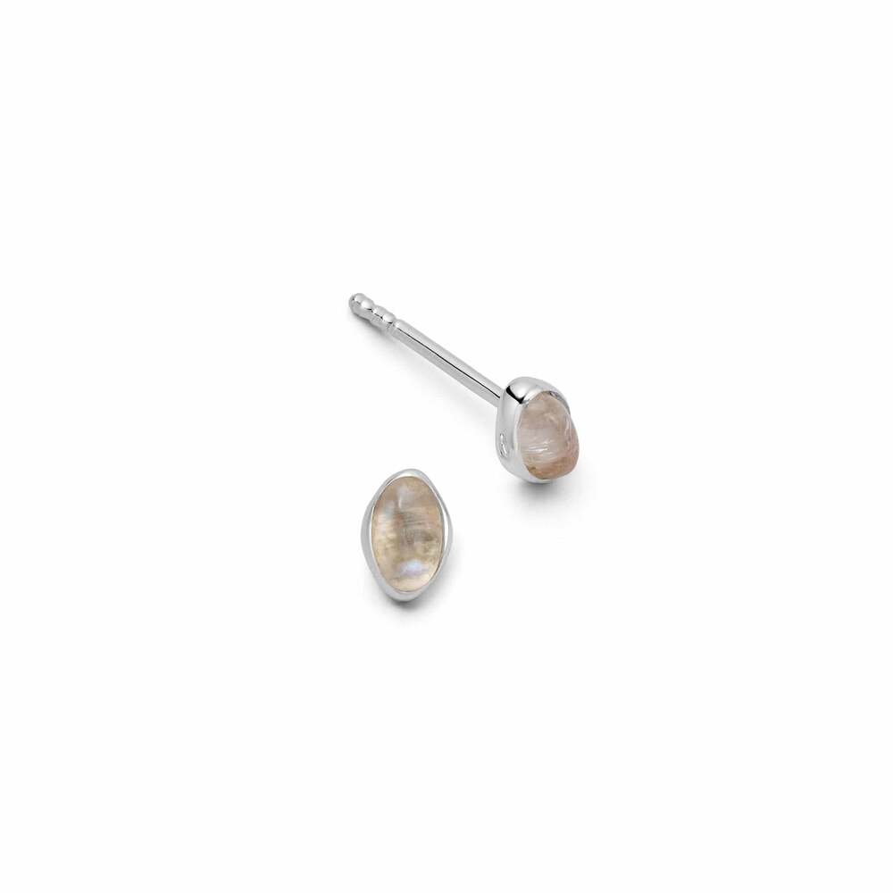 Daisy London Sterling Silver Moonstone Oval Stud Earrings