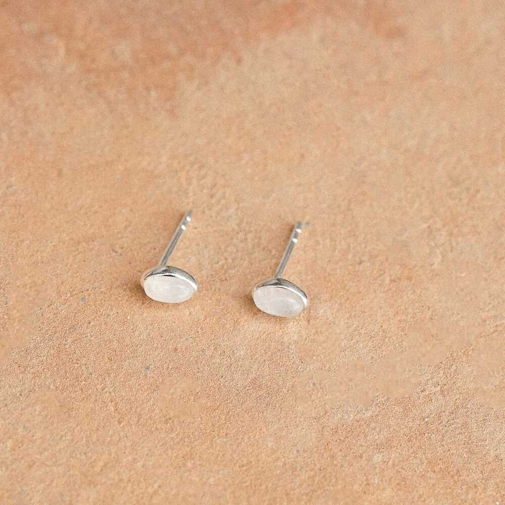 Daisy London Sterling Silver Moonstone Oval Stud Earrings Additional Image - 2