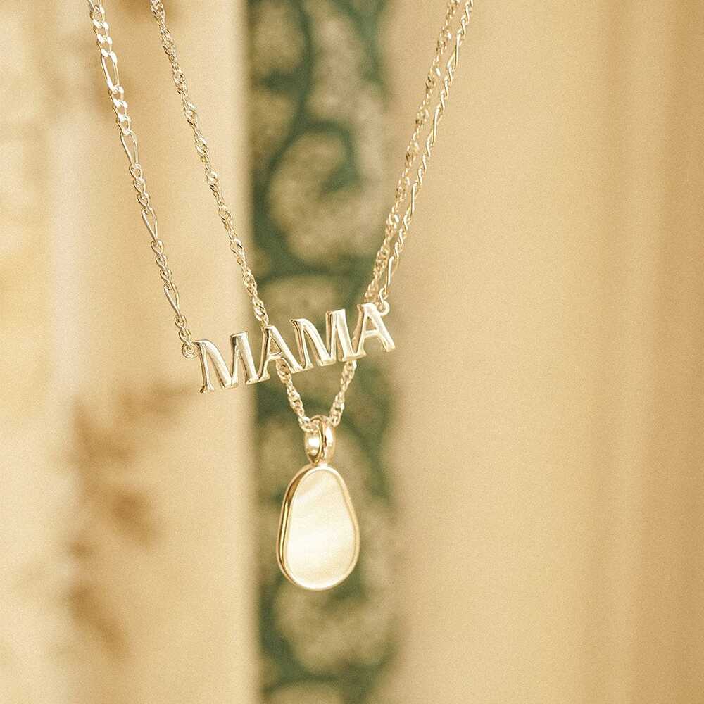 Daisy London Sterling Silver Mother Of Pearl & Mama Necklace Layering Set Additional Image - 1