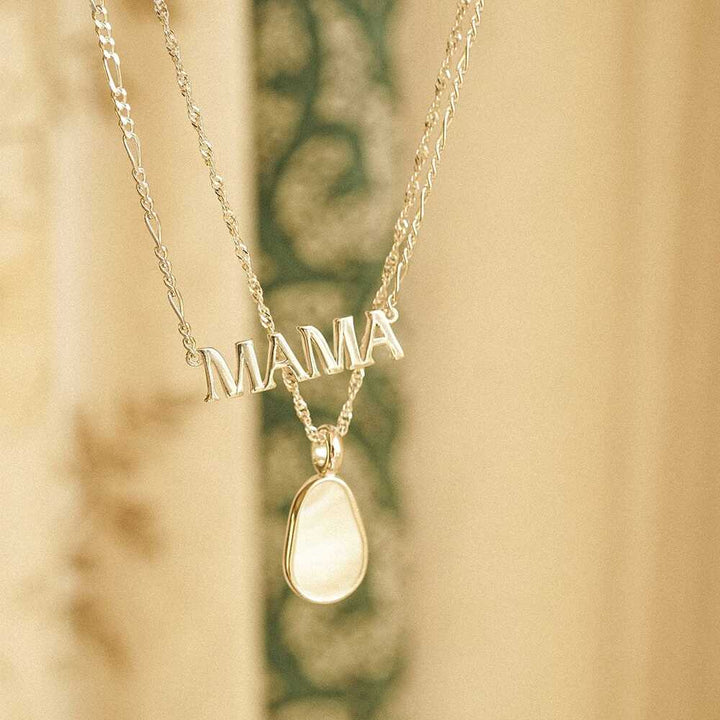 Daisy London Sterling Silver Mother Of Pearl &amp; Mama Necklace Layering Set Additional Image - 1