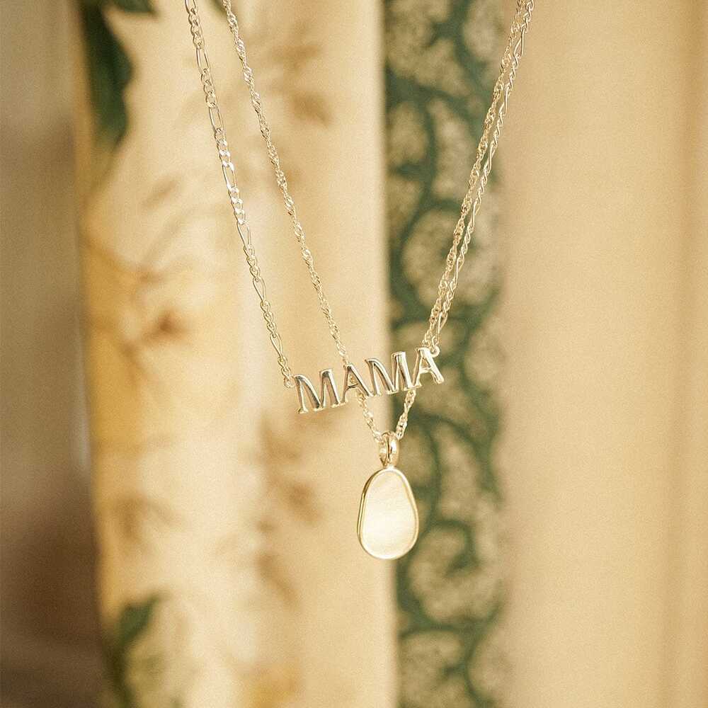Daisy London Sterling Silver Mother Of Pearl &amp; Mama Necklace Layering Set Additional Image - 3