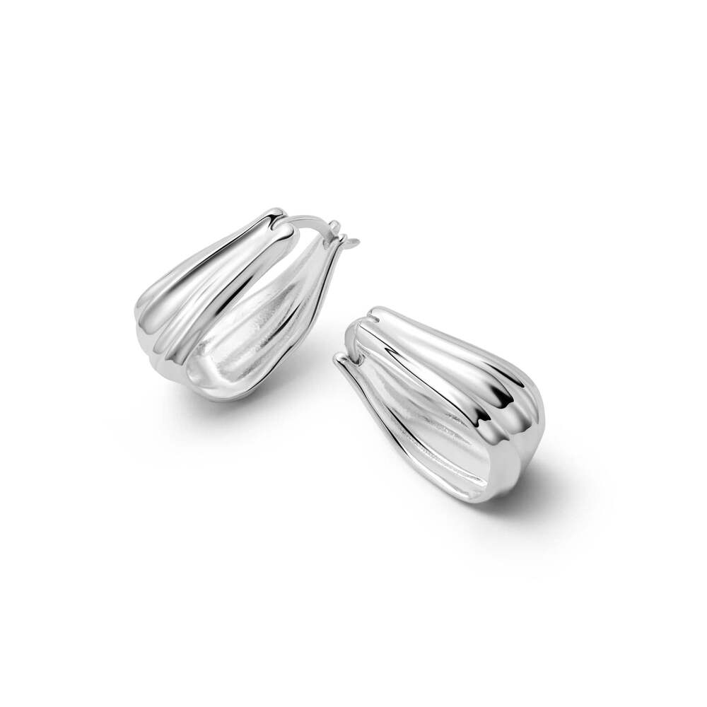 Daisy London Sterling Silver Organic Creole Earrings