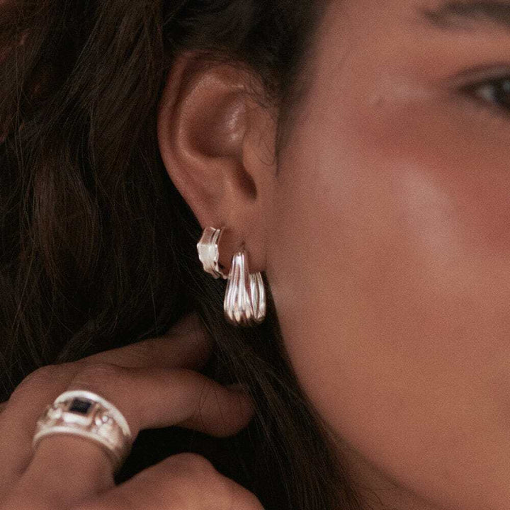 Daisy London Sterling Silver Organic Creole Earrings Additional Image - 2
