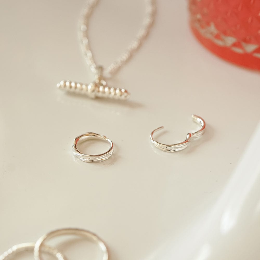 Daisy London Sterling Silver Organic Huggie Hoop Earrings - MococoDaisy LondonE3117_SLVEarrings