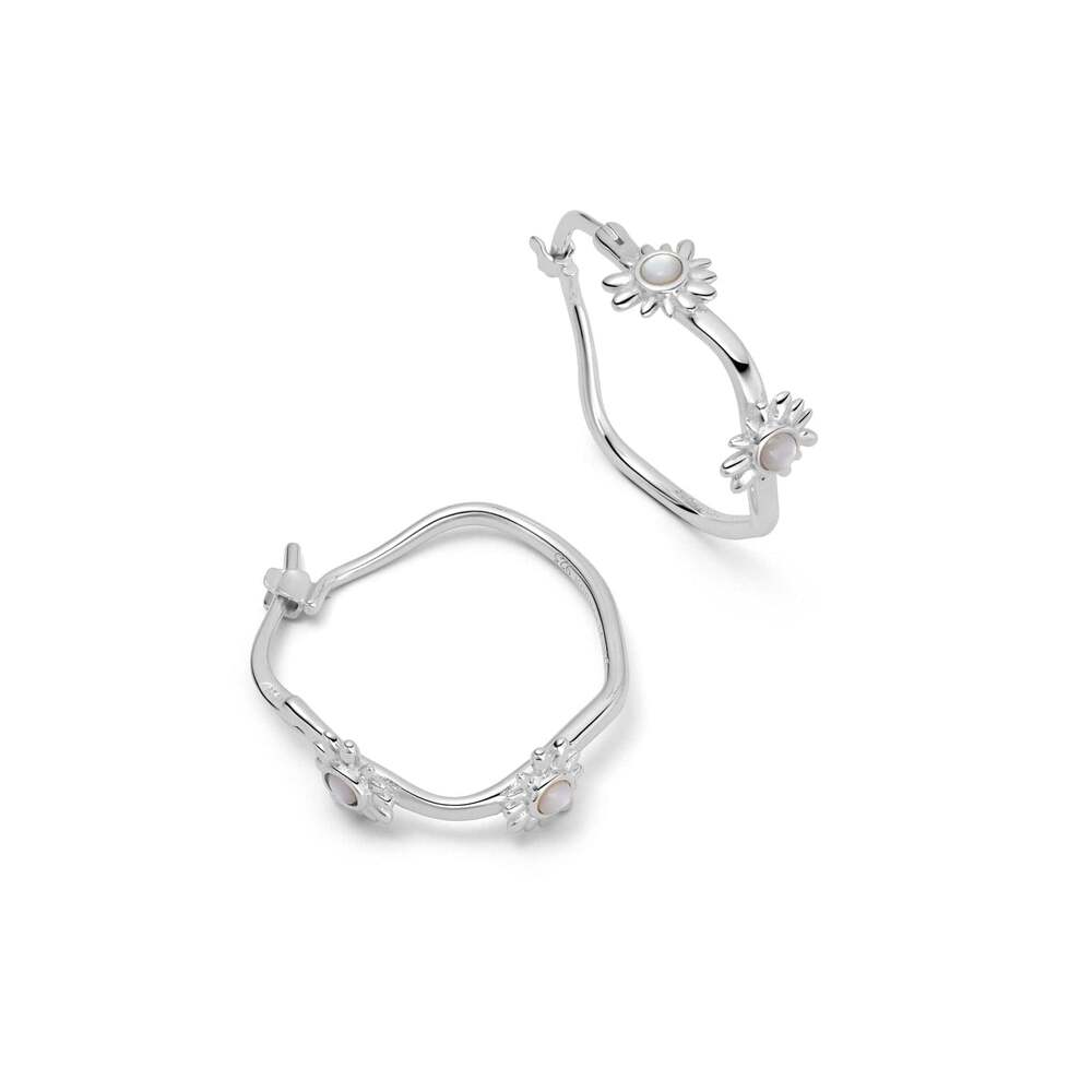 Daisy London Sterling Silver Organic Mother of Pearl Hoop Earrings