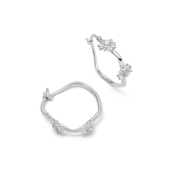 Daisy London Sterling Silver Organic Mother of Pearl Hoop Earrings