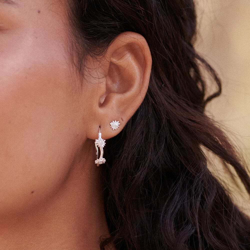 Daisy London Sterling Silver Organic Mother of Pearl Hoop Earrings Additional Image - 1