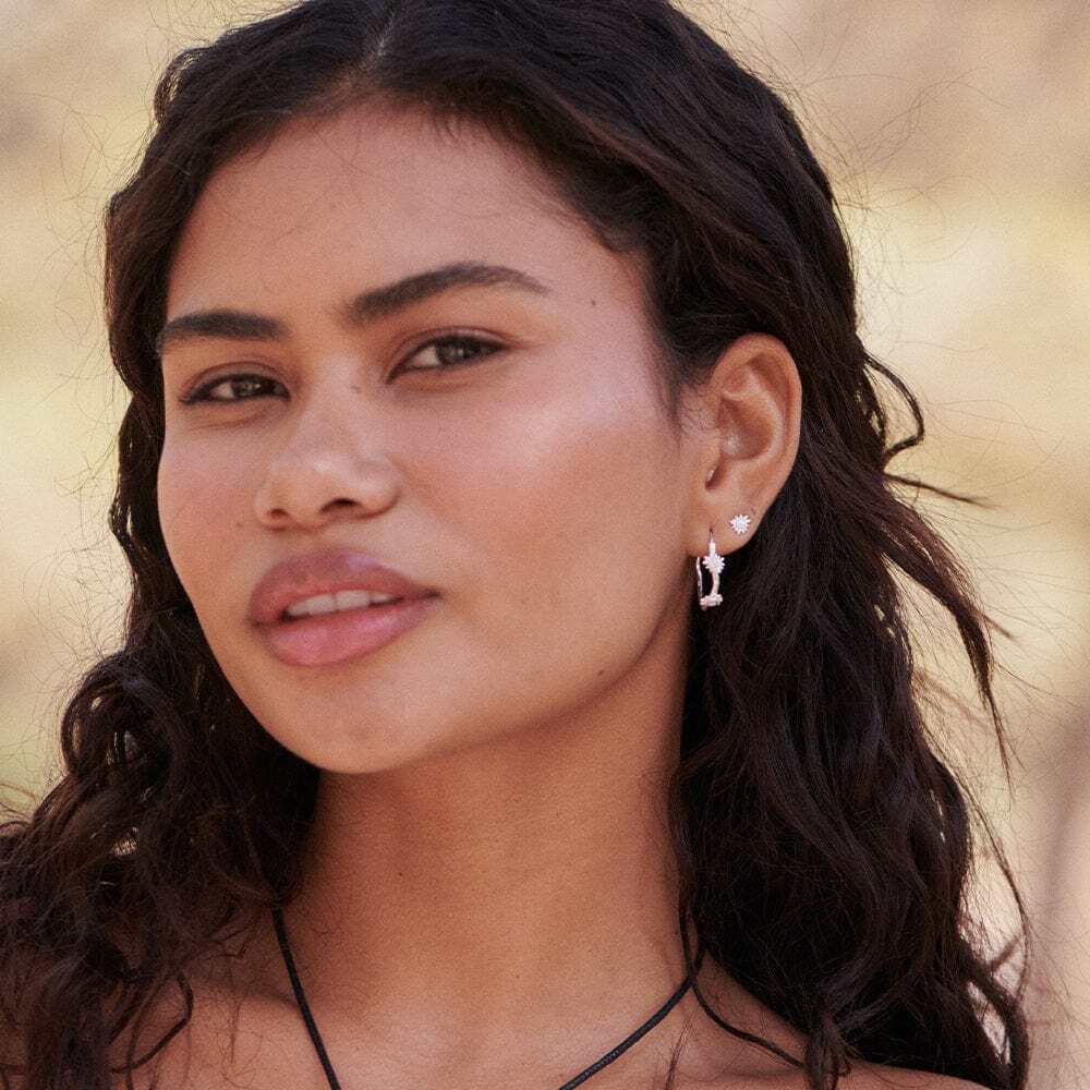 Daisy London Sterling Silver Organic Mother of Pearl Hoop Earrings Additional Image - 4