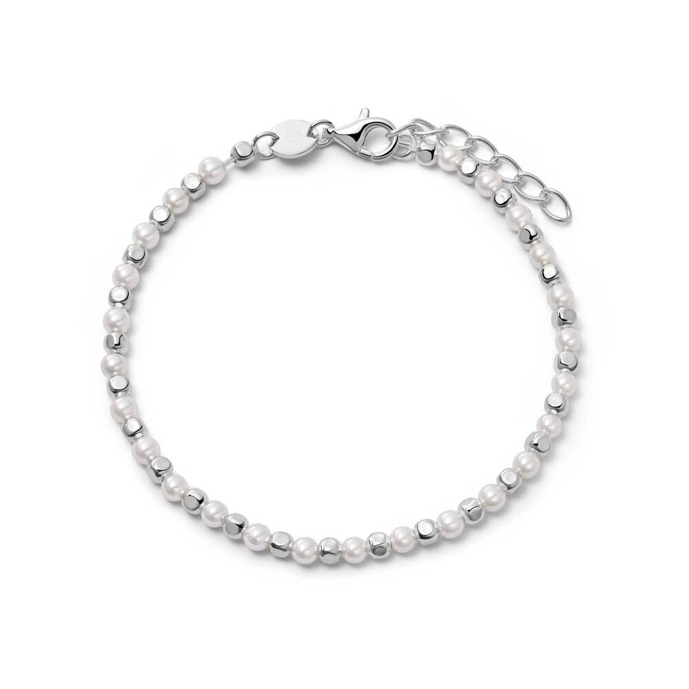 Daisy London Sterling Silver Pearl And Bead Bracelet