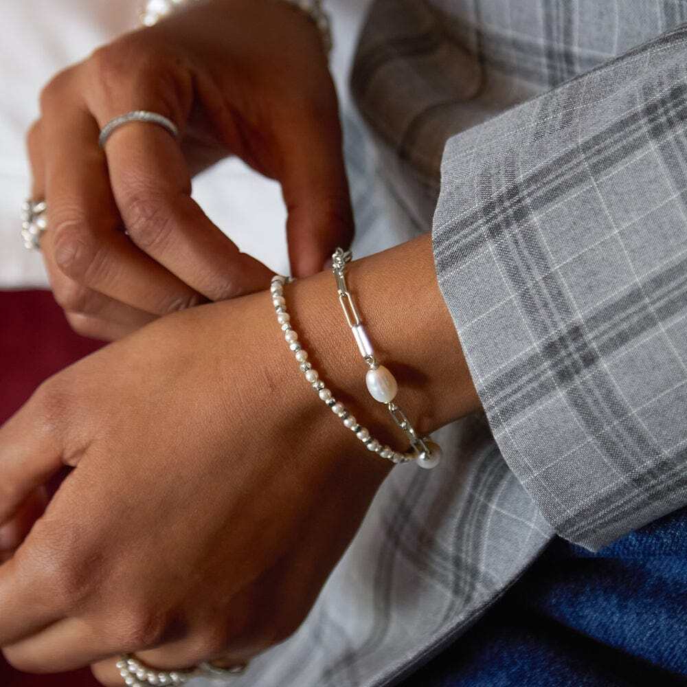 Daisy London Sterling Silver Pearl And Bead Bracelet Additional Image - 1