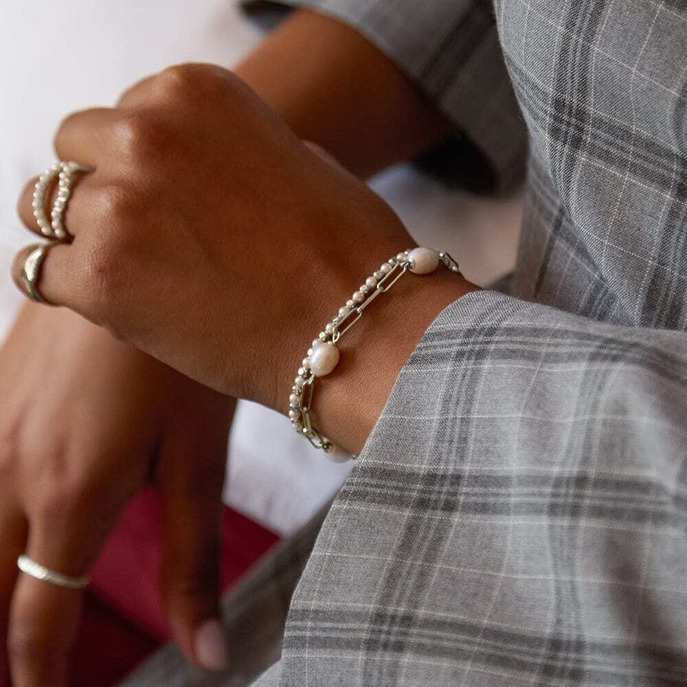 Daisy London Sterling Silver Pearl And Bead Bracelet Additional Image - 3