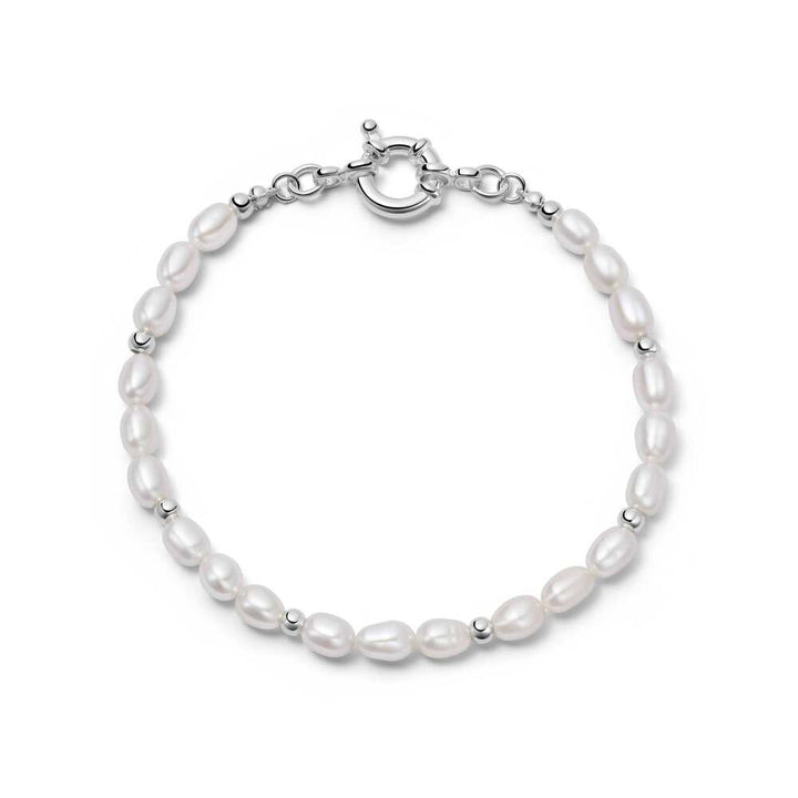 Daisy London Sterling Silver Pearl Beaded Chain Bracelet