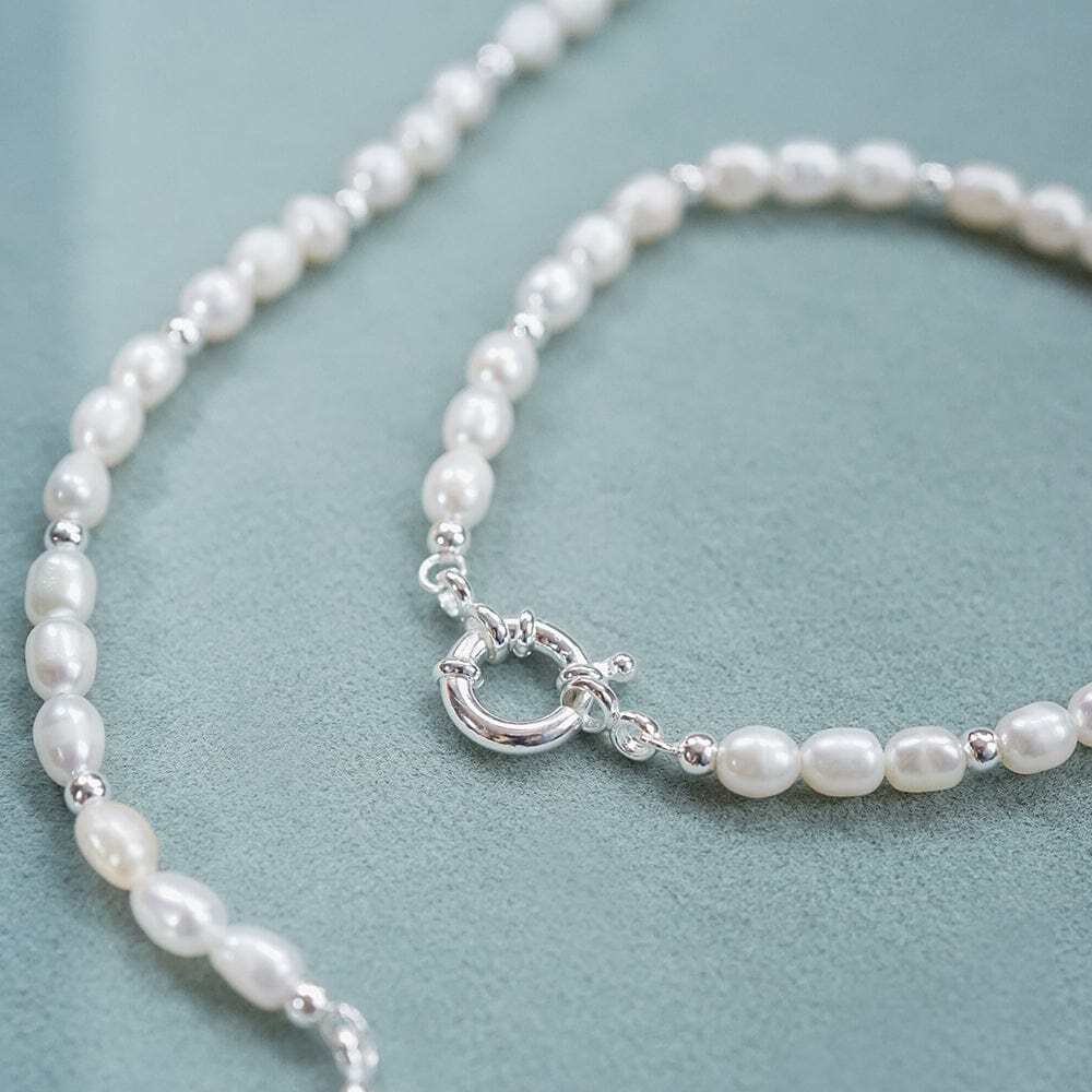 Daisy London Sterling Silver Pearl Beaded Chain Bracelet Additional Image - 2