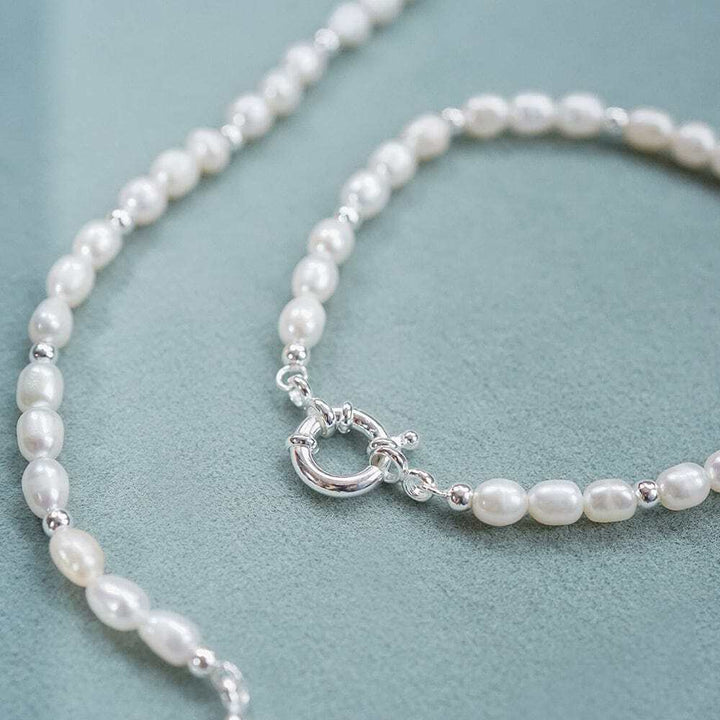 Daisy London Sterling Silver Pearl Beaded Chain Bracelet Additional Image - 2