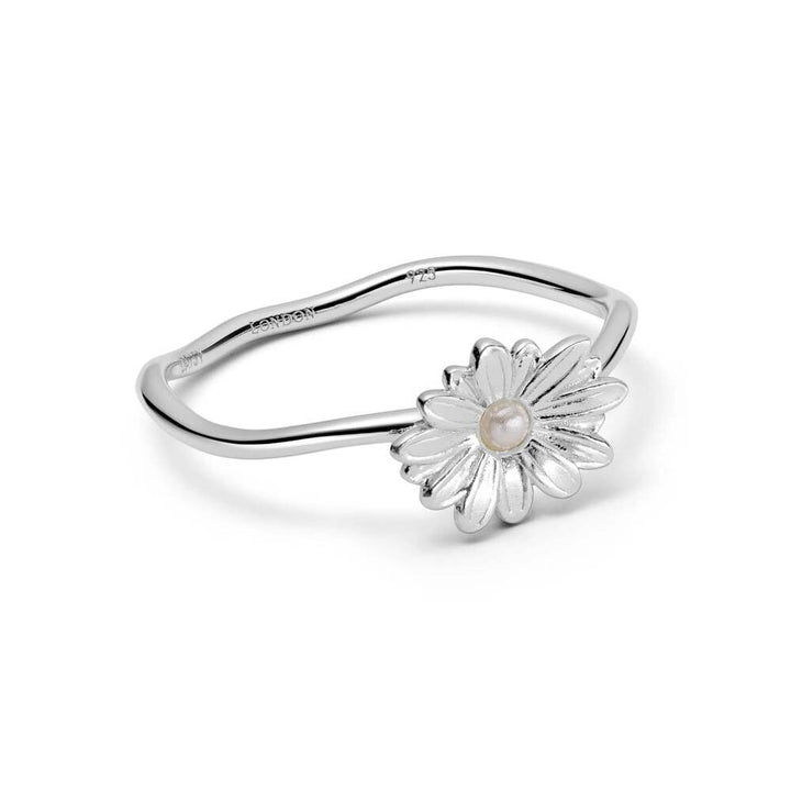 Daisy London Sterling Silver Pearl Flower Ring
