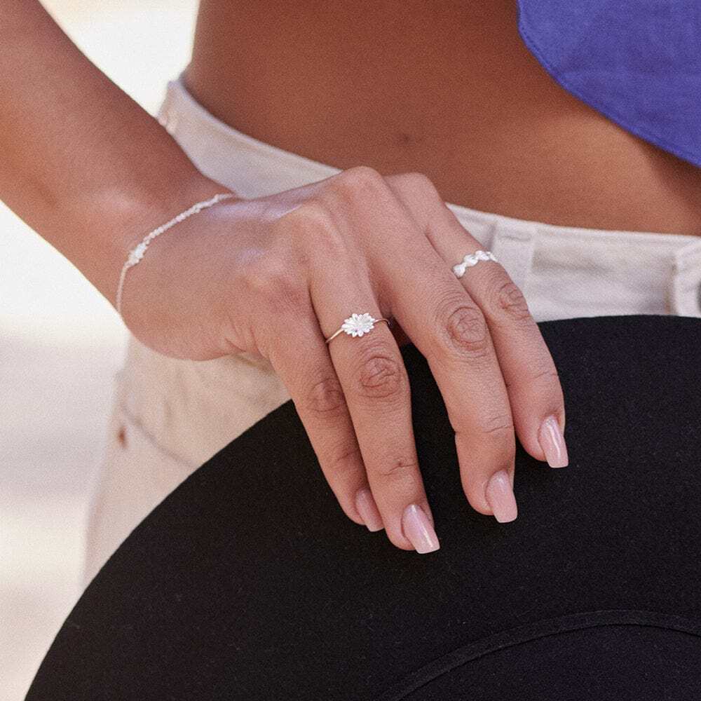 Daisy London Sterling Silver Pearl Flower Ring Additional Image - 1