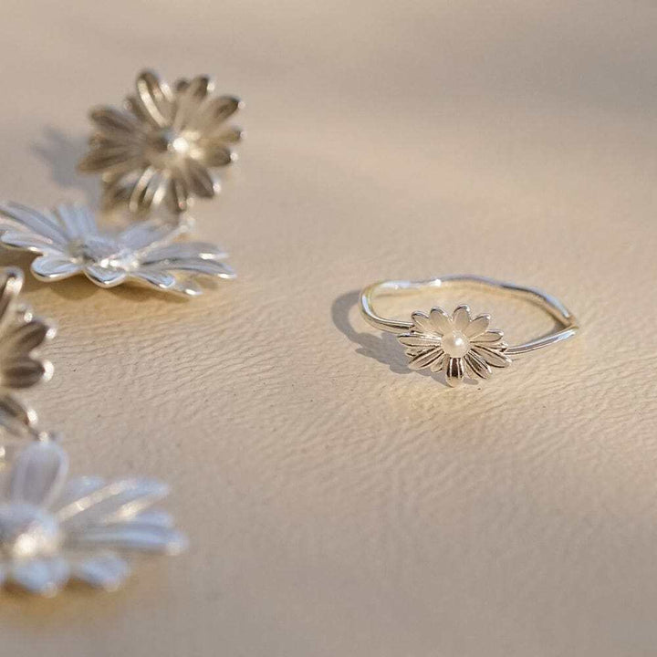 Daisy London Sterling Silver Pearl Flower Ring Additional Image - 2