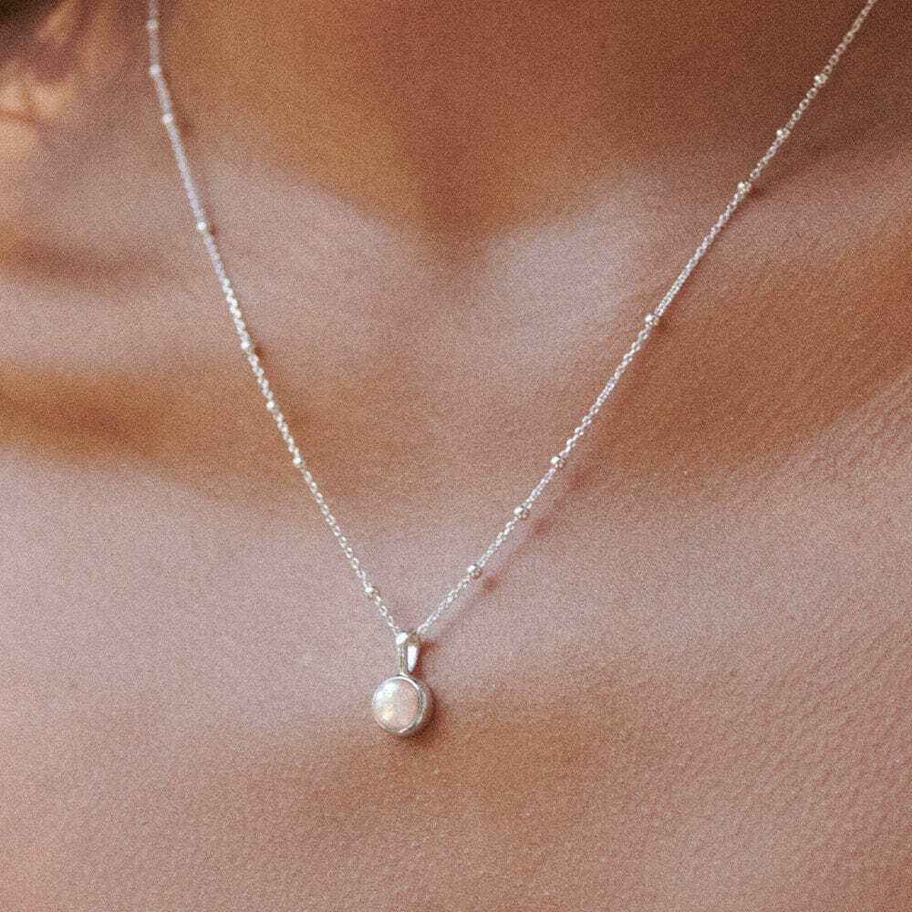 Daisy London Sterling Silver Pearl Healing Stone Necklace Additional Image - 1