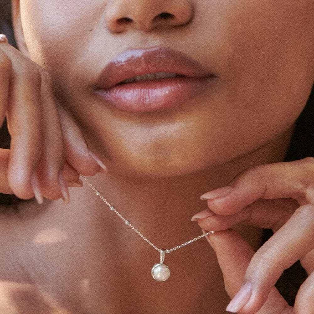 Daisy London Sterling Silver Pearl Healing Stone Necklace Additional Image - 3